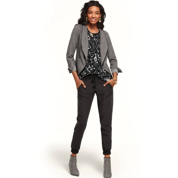 CAbi Jackets & Blazers - Cabi Gray Moto Jacket Small Asymmetrical Zip Blazer Style Stretch Knit Coat